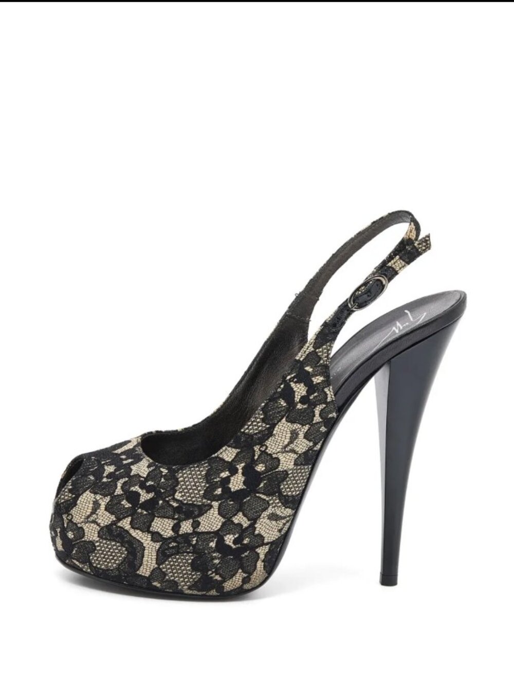 Giuseppe Zanotti Black Lace Platform Peep Toe Heels Size 37EU
